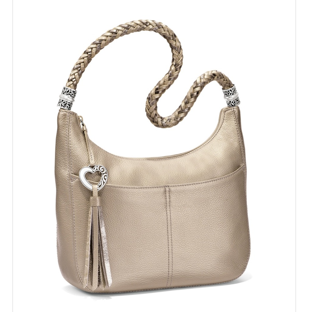 Brighton Tan Leather Hobo Bag with Braided Handle